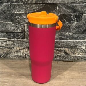 NWOT Jessica Simpson 30 oz. Pink and‎ Orange Tumbler with Lid